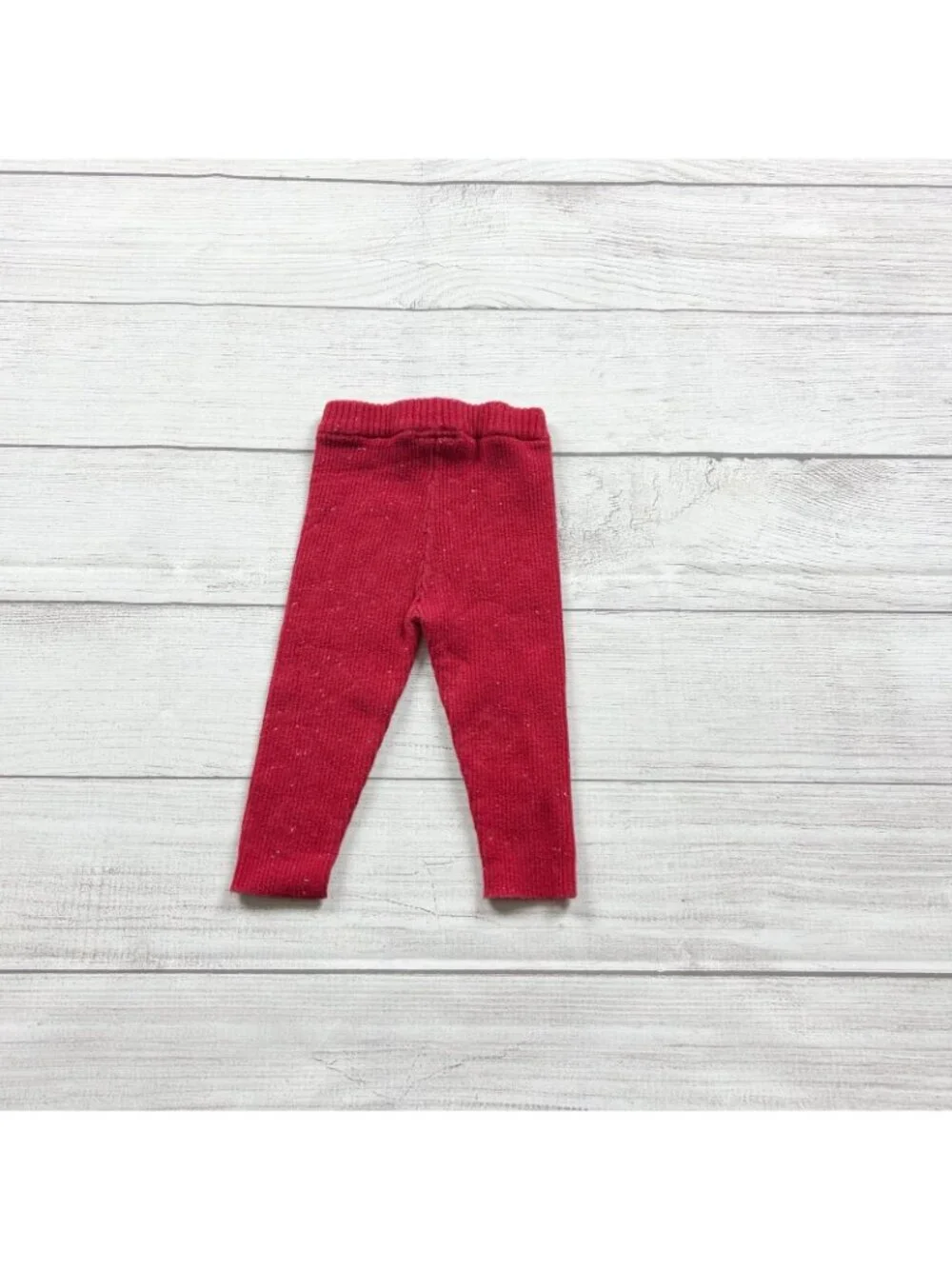 Genuine Kids Oshkosh Red Ribbed Knit Leggings 9-12 Months